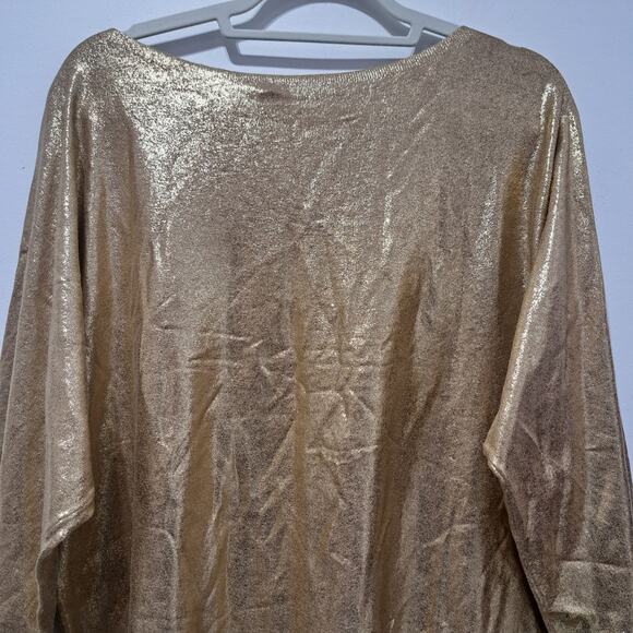 Lauren Ralph Lauren Stylish Grannycore Boatneck Long Sleeve Blouse Gold XL NWT - Picture 9 of 11
